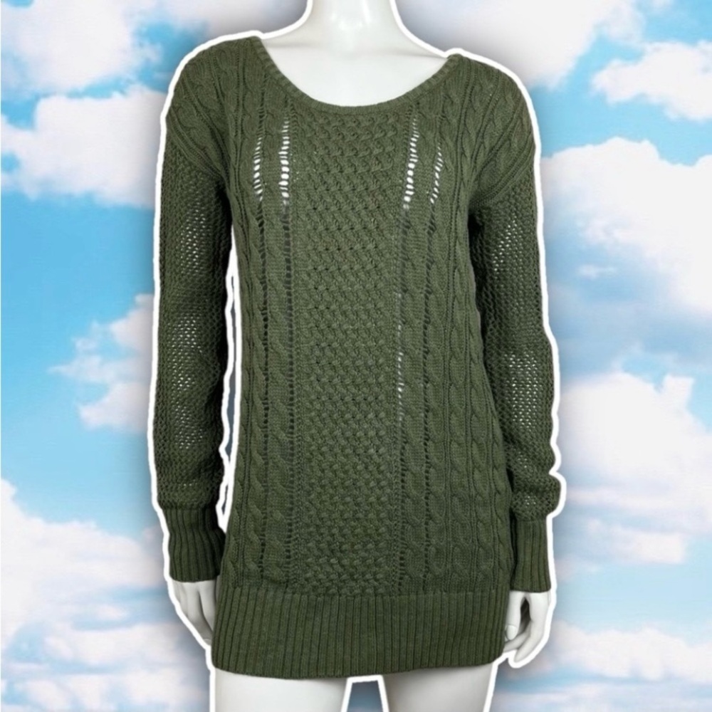 ❤️ NWOT MOSSIMO Open Knit Longline Fisherman Sweater Preppy Nautical Coastal